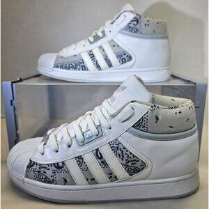Rare Adidas Men's  Grey/White Pro Shell Paisley Pack-Floral HiTop Sneaker Sz 8.5